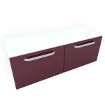 Armonia Comoda alba cu 2 sertare cu manere fronturi MDF Rosu