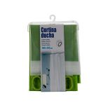 Perdea de dus, PVC in doua culori, 180 x 180 cm, Alb transparent/Verde