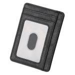 Port card Ultra Slim Blocare RFID din piele ecologica, Negru