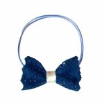 Bentita scoala pentru par cu fundita dantela bleumarin