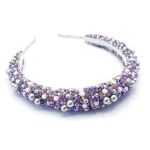 Coronita par cu perle si cristale lila - argintiu, handmade, Royal, Zia Fashion