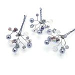 Set agrafe par cu perle si cristale argintii, 3 bucati, Zia Fashion