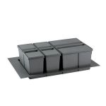 Cos de gunoi gri orion incorporabil in sertar, colectare selectiva, cu 3 recipiente, pentru corp de 800 mm latime - Maxdeco