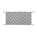 Covor cu ciucuri pentru living/dormitor, Model zig- zag, Bumbac tesut , 70 x 140 cm, Alb/Antracit