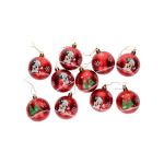Set 10 globuri 6cm Craciun Mickey Mouse rosii
