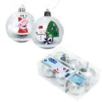 Set 6 globuri 8 cm Craciun Peppa Pig argintii
