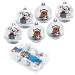 Set 6 globuri 8cm Craciun Paw Patrol argintii