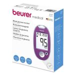 Set Glucometru Beurer Medical cu Verificare Volum Sange si Conectare Tracking App, Model 44, 10 Teste, 10 Ace Sterile, mg/dL, Violet