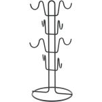 Suport vertical pentru 8 cani sau cesti Mug Tree Lava, negru, 19x44 cm