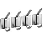 Set 4 carlige autoadezive, otel inoxidabil, agatatori prosop baie sau unelte bucatarie 7.5 x 4.5 cm