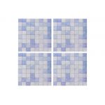 Autocolant decorativ Plaid, 15x15 cm, 8 piese, polipropilena, albastru