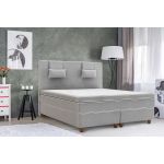 Pat matrimonial, Luxury Stockholm, 180x200 cm, saltea tip Pocket, topper memory, Gri