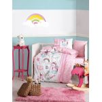Lenjerie de pat pentru copii, 4 piese, 100% bumbac ranforce, Cotton Box, Unicorni