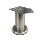 Picior metalic Cilindric pentru mobilier D:42 mm, H:100 mm, finisaj inox