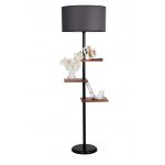 Lampadar cu 3 rafturi, Luin, 8270-7, E27, 60 W, metal/lemn/textil
