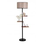 Lampadar cu 3 rafturi, Luin, 8270-8, E27, 60 W, metal/lemn/textil