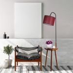 Lampadar cu masuta, Luin, 8272-6, E27, 60 W, metal/lemn/textil