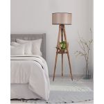 Lampadar cu raft, Luin, 8283-3, E27, 60 W, lemn/textil