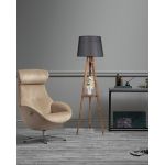 Lampadar cu raft, Luin, 8283-6, E27, 60 W, lemn/textil