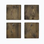 Set 4 panouri memo cu agatatori Elvil Originals, 14x14 cm, lemn de molid, maro