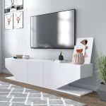 Comoda TV Diamond, Minima, 180x30x40 cm, alb