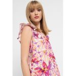 Bluza fara maneci cu decolteu in V si model floral