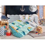 Lenjerie de pat pentru copii, 4 piese, 100% bumbac poplin, Hobby, Baby Sailor, verde