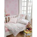 Lenjerie de pat pentru copii, 4 piese, 100x150 cm, 100% bumbac ranforce, Cotton Box, Bunny, roz