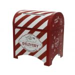 Decoratiune Mailbox white stripes, Decoris, 16x20x23.5 cm, hartie, rosu/alb