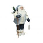 Decoratiune Santa w stick &amp;lantern, Decoris, 19x27x60 cm, poliester, albastru