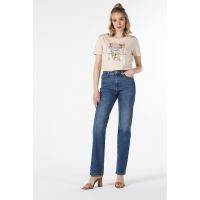 Blugi regular fit cu talie inalta