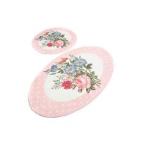 Set 2 covoare baie Flori, 60x100 cm, 50x60 cm, Antiderapant, Multicolor