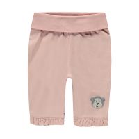 Pantaloni din amestec de bumbac organic cu terminatie cu volane