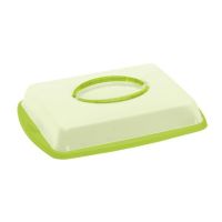 Platou pentru prajituri sau tort cu capac, dreptunghiular, verde/transparent