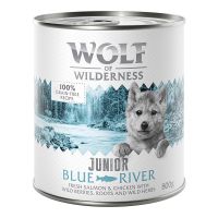 24x800g Pui & somon Blue River Junior Little Wolf of Wilderness Câini