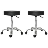 Set 2x Scaun rotativ pentru salon, Taburet hidraulic pe roti Negru