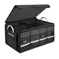 Cutie organizare portbagaj, impermeabila, pliabila, 3 compartimente, buzunare exterioare, 63 l, 60 x 35 x 30 cm, Negru