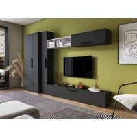 Living Pati 136 - Mobila Sufragerie Gri Antracit + Alb