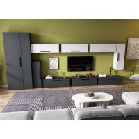Living Pati 140 - Mobila Sufragerie Gri Antracit + Alb