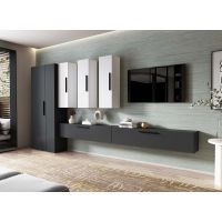 Living Pati 191 - Mobila Sufragerie Gri Antracit + Alb