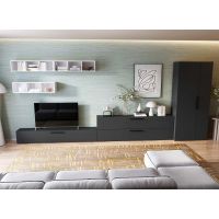 Living Pati 194 - Mobila Sufragerie Gri Antracit + Alb
