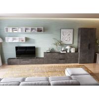 Living Pati 195 - Mobila Sufragerie Gri Beton + Alb