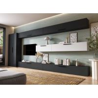 Living Pati 197 - Mobila Sufragerie Gri Antracit + Alb