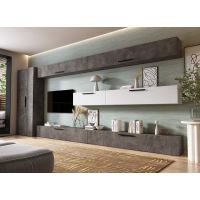 Living Pati 199 - Mobila Sufragerie Gri Beton + Alb