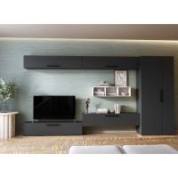 Living Pati 200 - Mobila Sufragerie Gri Antracit + Alb
