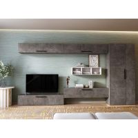 Living Pati 202 - Mobila Sufragerie Gri Beton + Alb