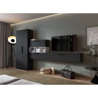 Living Pati 208- Mobila Sufragerie Gri Antracit + Alb