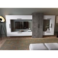 Living Pati 213 - Mobila Sufragerie Gri Beton + Alb