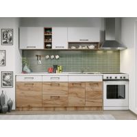 Set Mobila Bucatarie Gastro 200 Alb/Stejar - C01