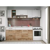 Set Mobila Bucatarie Gastro 230 Alb/Stejar - C13